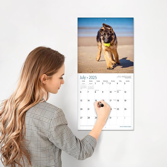 RED EMBER German Shepherd Puppies 2025 Wall Calendar 12 Month | 12" x 24" Open | Thick & Sturdy Paper | Giftable | Calendar 2025