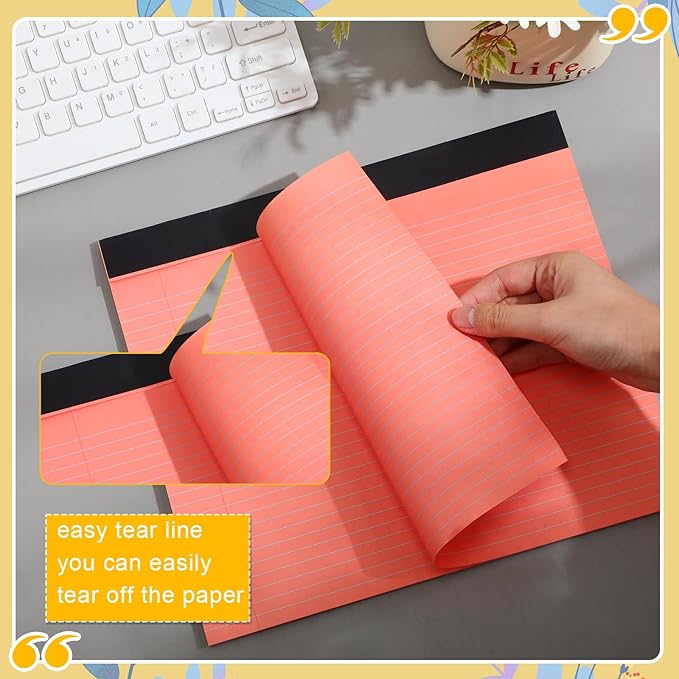 Lincia 12 Pcs 11" x 9.5" Legal Pads College Ruled Notepad Landscape Notebook Horizontal Lined Notebook 80 Gsm Assorted Colors Paper Pastel Writing Pads for School Office, 40 Sheet (Bright Color)