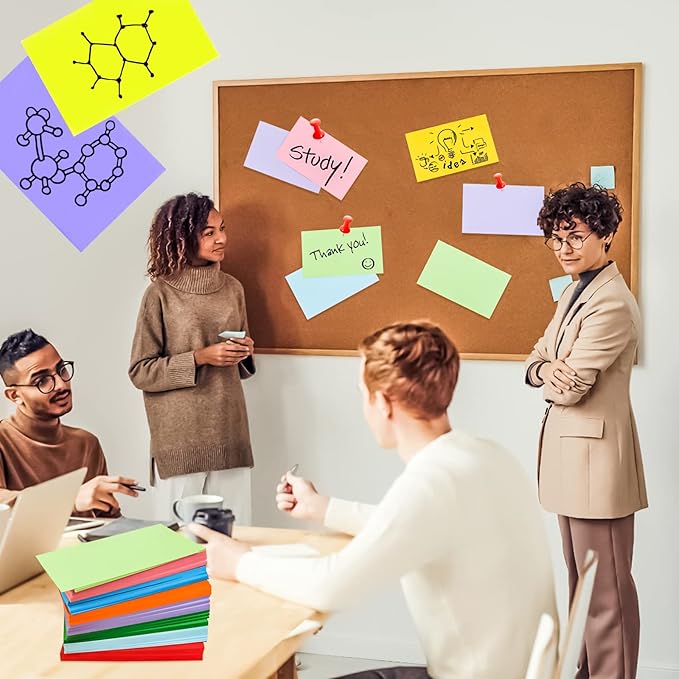 MotBach 600 Pieces Index Cards Flash Cards,3" x 5", 10 Color Assorted Color Blank Memo Note Cards Unlined Studying Record Index Cards To Do List for Home School Office Supplies