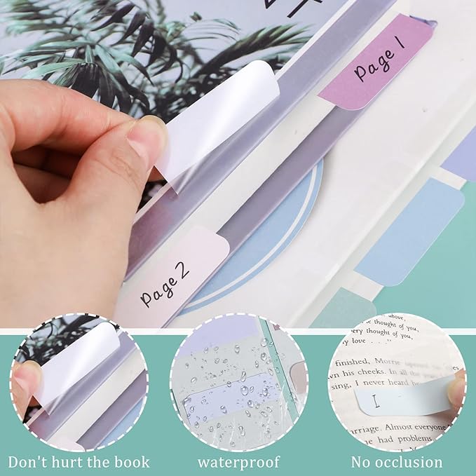 240 Pcs Sticky Index Tabs, Colored Book Sticky Tabs for Notebooks, Repositionable Page Tabs for Notebooks File Classification,12 Colors (1.8×1 Inch)