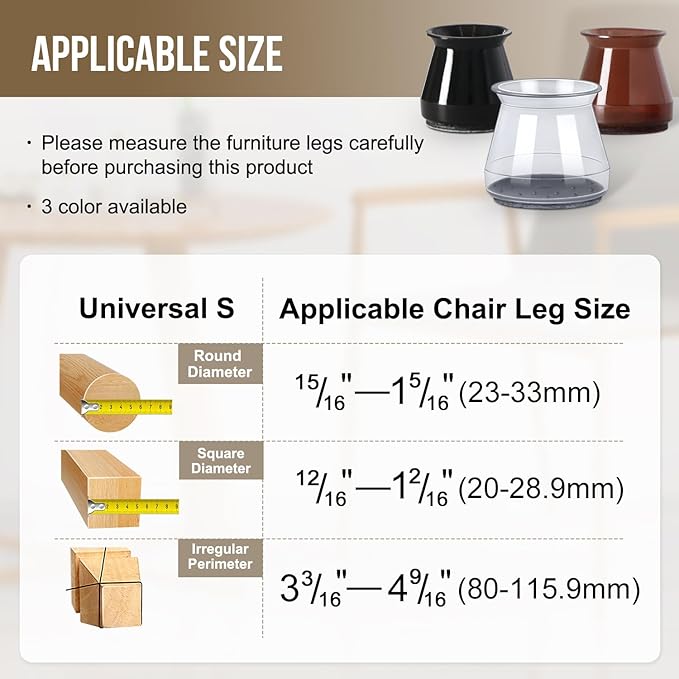 BUMACO 40Pcs Chair Leg Floor Protectors Chair Leg Protectors for Hardwood Floors Silicone Pads Covers to Protect Floors (Clear, Universal S (0.9"-1.29")