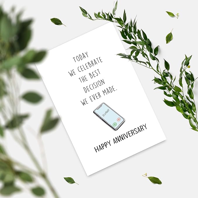 Funny Met Online Dating Anniversary Card, Swipe Dating Card for Boyfriend Girlfriend, Anniversary Card for Him Her, Internet Dating Card, Celebrate The Best We Decision We Ever Made