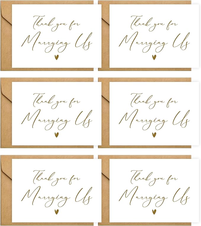6 Pieces Wedding Day Card, Thank You for Marrying Us, Thank You Card for Officiant, Priest, Minister, Judge, Pastor Gifts.(Thank You - 6cards C)