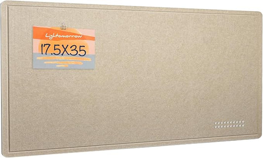 Bulletin Board, 35 x 17 1/2 inches Felt Board - Decorative Pin Board, Cork Board Alternative for Wall, Foldable Picture Board Self-Adhesive Vision Board Prayer Board with 20 Pushpins Beige Brown