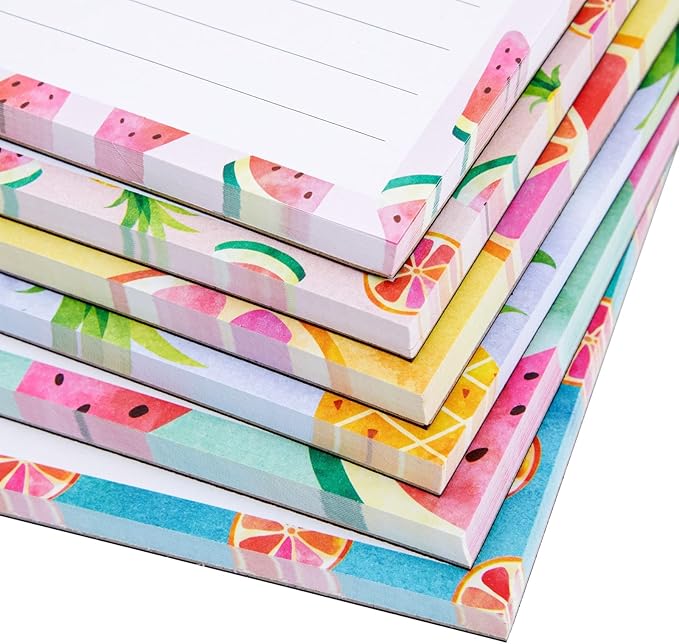 Juvale 6-Pack Magnetic Grocery List Pad for Fridge- Cute Shopping List Paper Note Pads for Refrigerator, To-Do Memos (6 Fruit Designs, 60 Sheets Each)