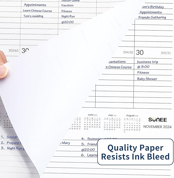 SUNEE 2025 Wall Calendar Large 22.75"x15.5" with Lines, 21 Month Calendar from Now to June 2026, Vertical Extra Large Monthly Calendar 2025 for Wall, Black