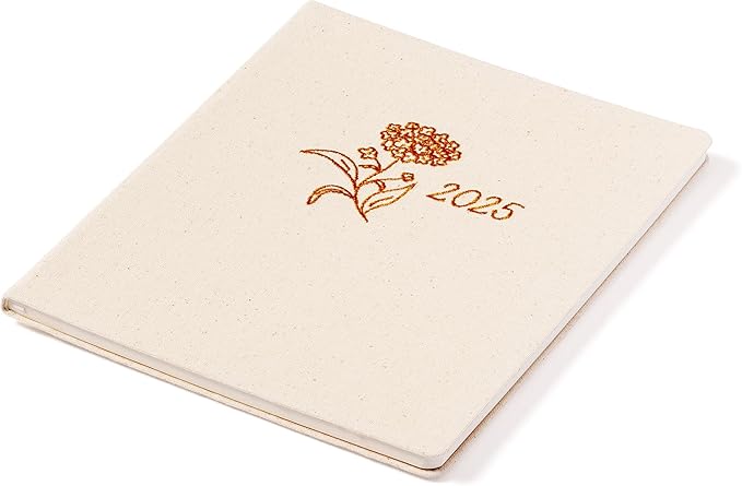 Eccolo 2025 Large Agenda Planner, 12 Month, Yearly, Monthly & Weekly Pages, Habit & Gratitude Tracker (Linen Flexi-cover - 8 x 10")