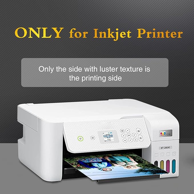 A-SUB Premium Photo Paper Luster 8.5x11 Inch 66lb for Inkjet Printers 50 Sheets, Single Sided