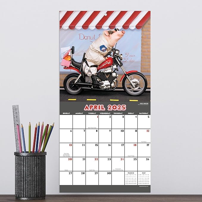 TF PUBLISHING 2025 Playful Pigs Mini Calendar Case of 90 - Large Grids for Appointments and Scheduling - Vertical Monthly Wall Calendar - Home and Office Organization - Premium Gloss Paper - 7"x7"