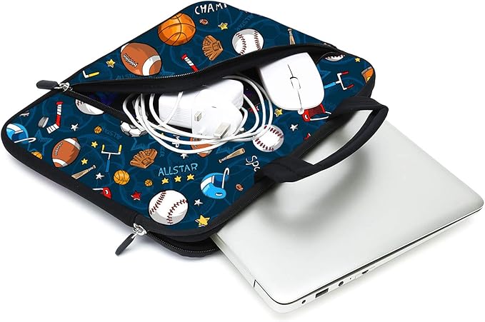 11.6" 12.2 inches Laptop Sleeve Chromebook Case Ultrabook Case Notebook Sleeve Tablet Case Neoprene Handle Sleeve for Men Women, Two Pockets Fit Apple MacBook Air Samsung Acer HP DELL(Ball)