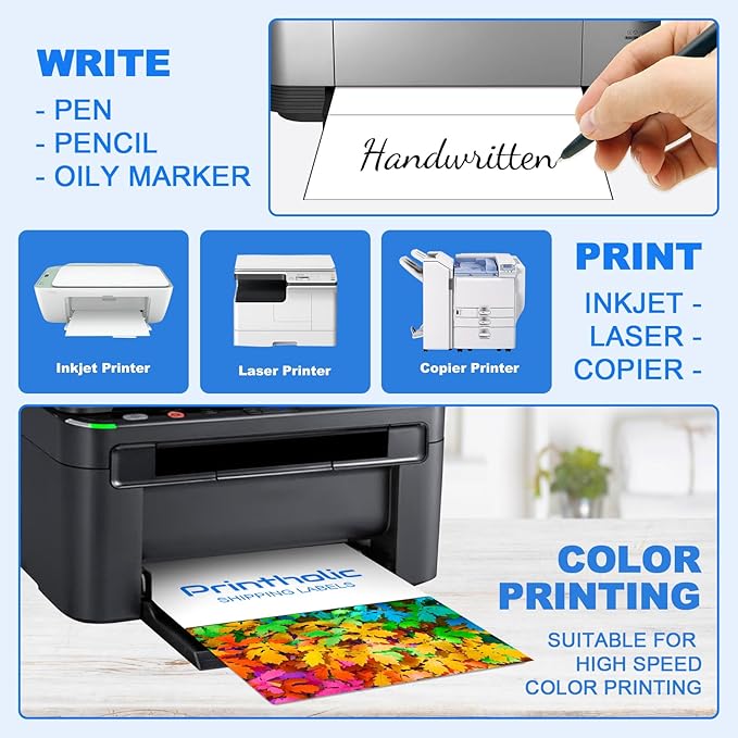200 Half Sheet Self Adhesive Shipping Labels 8.5" x 5.5" Address Labels for Laser & Inkjet Printers - 100 Sheets, 2 Half Sheet Labels Per Page