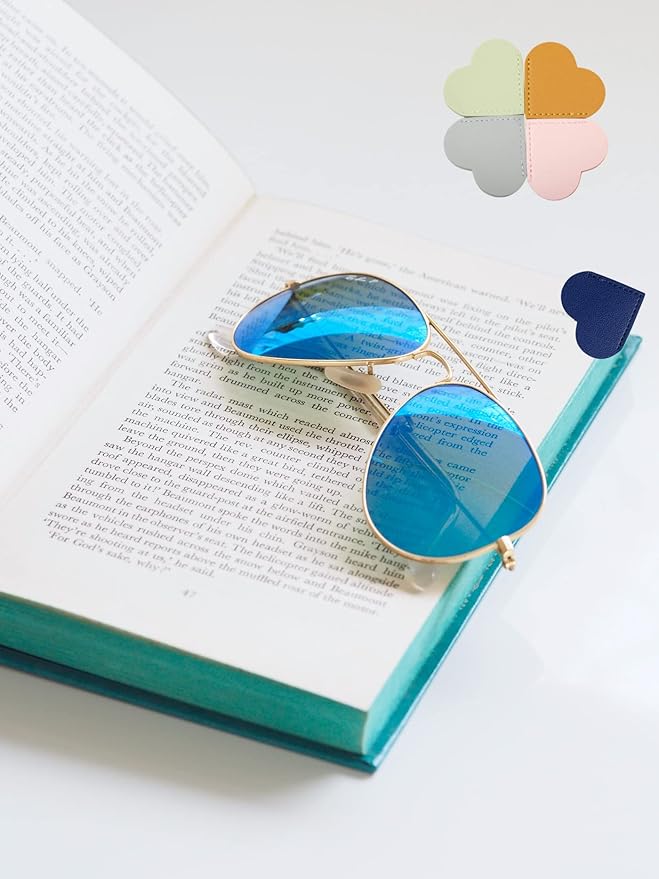 Leather Loveheart Bookmark,7pcs Page Corner Marks Reading Book Marker Book Reading Christmas Gift for Book Lovers