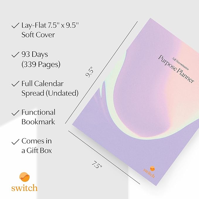 Switch Research Purpose Planner "Self-Determination": Psychologist-Backed Goal Planner for Developing a Life of Purpose - 31-Day Undated Productivity Planner - Guided Prompts, Techniques, and Insights