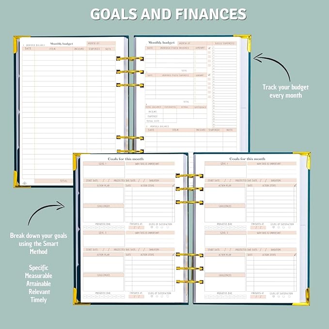 Bossy Girl Journey Goal Planner Undated Weekly Monthly Productivity Journal With Habit And Budget tracker A5 Size 8.5 X 5.8 Binder 6 ring Refillable To Beat Procrastination, Stay More Focused