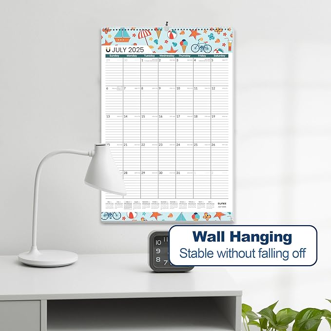 SUNEE 2025 Wall Calendar Large 22.75"x15.5" with Lines, 21 Month Calendar from Now to June 2026, Vertical Extra Large Monthly Calendar 2025 for Wall, Seasons Color