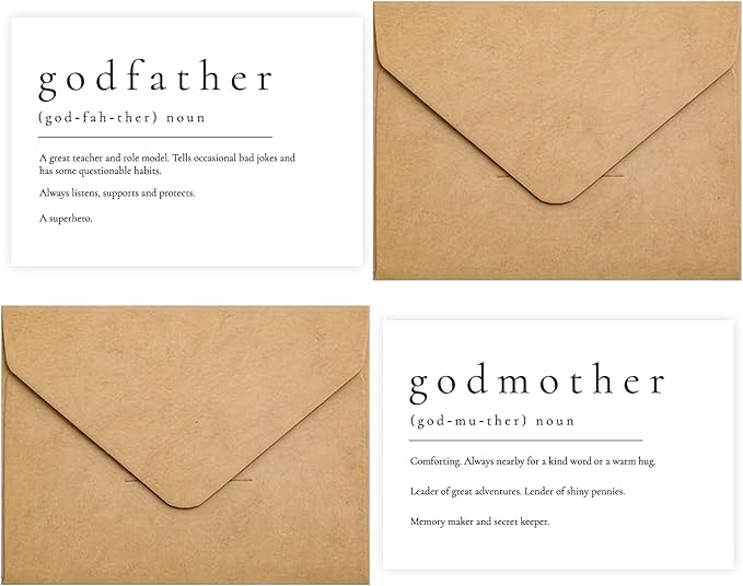 Will You Be My Godparents, God Parent's Proposal Cards Gifts with Envelope, Cute Gifts for Godparents On Wedding Day.(Godfather/Godmother A)