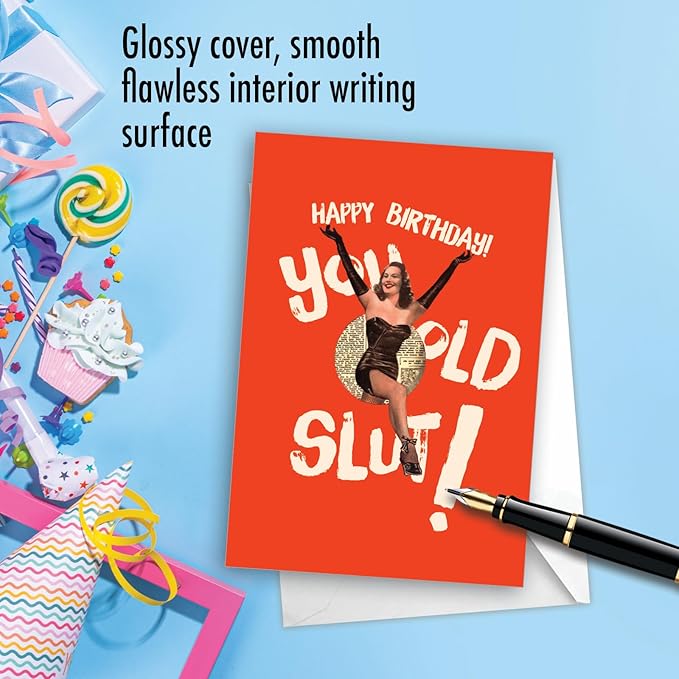 NobleWorks - 1 Sassy Happy Birthday Card Funny - Hilarious Grown-Up Card for Women, Wife, Stationery Humor - Old Lady Blank C7020BDB