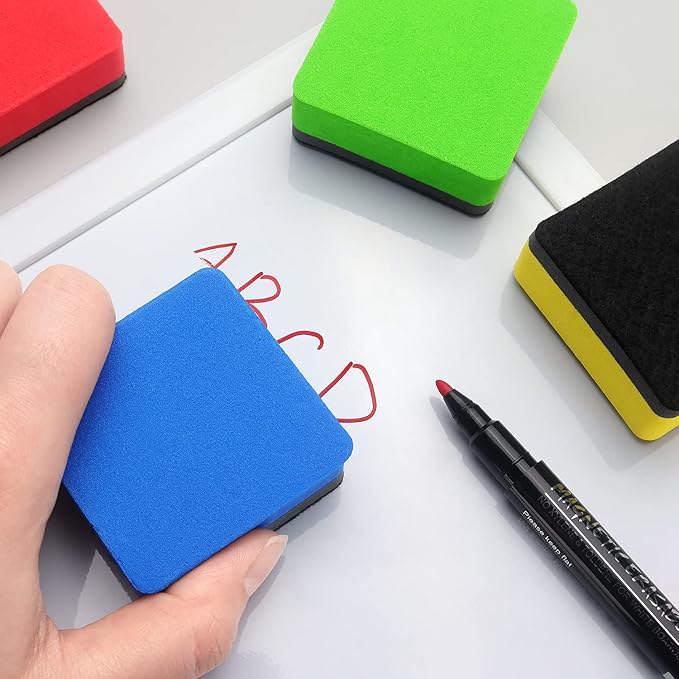 Tamaki 12 Pack Magnetic Whiteboard Eraser, Dry Eraser Board Erasers, Dry Erasers for White Board, Whiteboard Erasers for Kids Classroom, 6 Colors, Square, 2 x 2 x 0.8 Inch