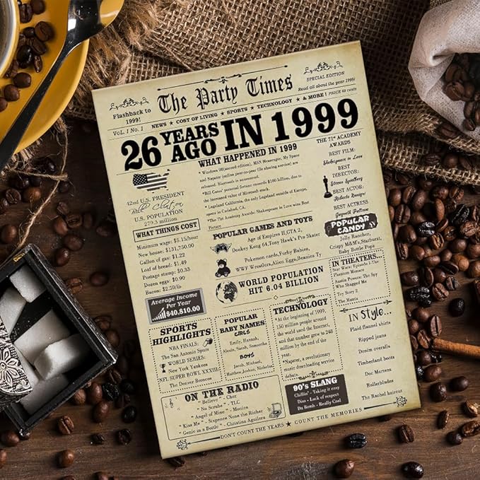 Large 26th Birthday Gift for Him Her,Funny 26 Year Old Birthday Vintage Greeting Card for Men Women, 26th Birthday Decoration for Husband Wife,Unique 26th Birthday Card