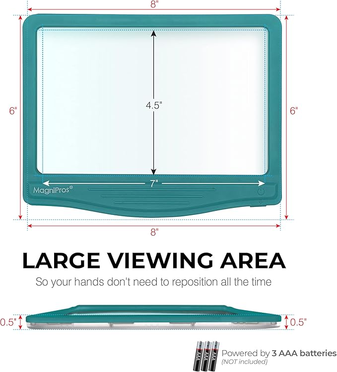 MagniPros 5X Large LED Page Magnifier for Reading with 3 Color Lighting Modes & Anti-Glare Lens to Reduce Eye Strain-Perfect for Small Prints, Aging Eyes, Low Vision and Seniors