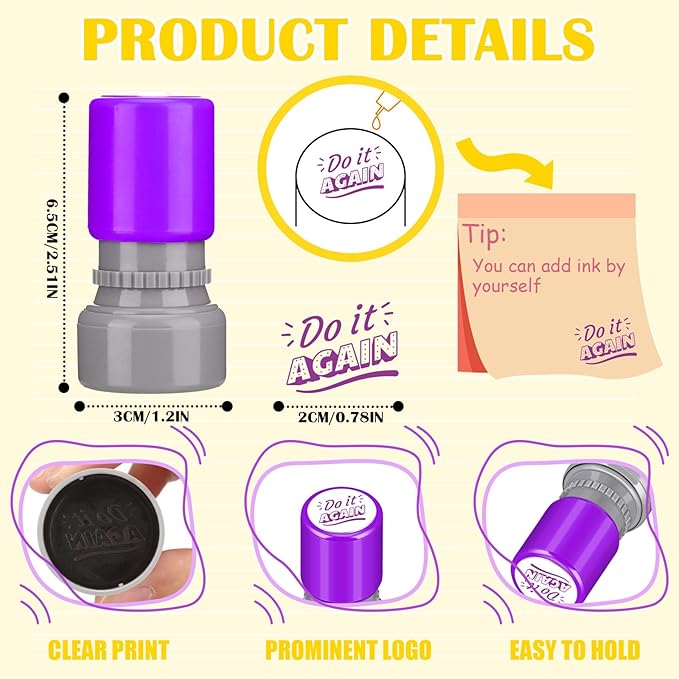 Yinder 24 Pcs Teacher Stamps for Classroom Self Inking Classroom Stamps Bulk for Teachers Elementary Colorful Motivational Encouraging Gifts(Modern)