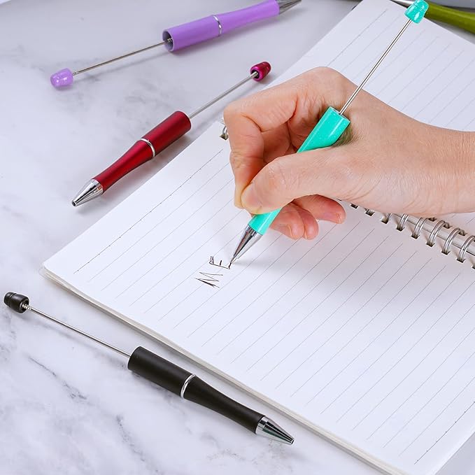 jiebor 30Pcs Beadable Pens Plastic Bead Black Ink Ballpoint Diy Cute Cool Pens for Teacher Bridal Graduation Gift Office Supplies