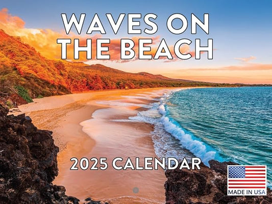 Waves On The Beach 2025 Wall Calendar Monthly | American Made In The USA