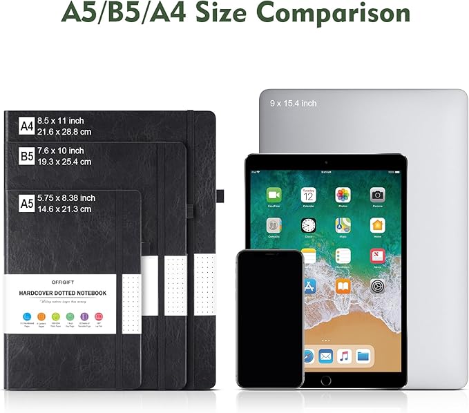 Bullet Dotted Journal, Large A4 Hardcover Leather Journal, 312 Numbered Pages Thick Journal, 100gsm No Bleed Paper Dot Grid Notebook for Women Men, 8.5'' × 11'', Green