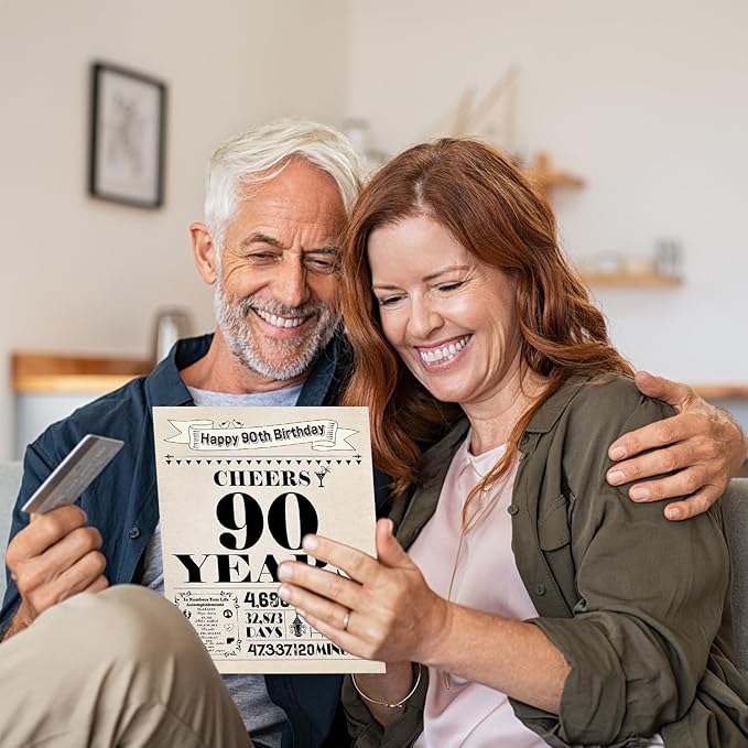 90th Birthday Card, 90th Birthday Decorations for Women Men, 90th Birthday Gifts for Grandma Grandpa, Back in 1935 Birthday Card