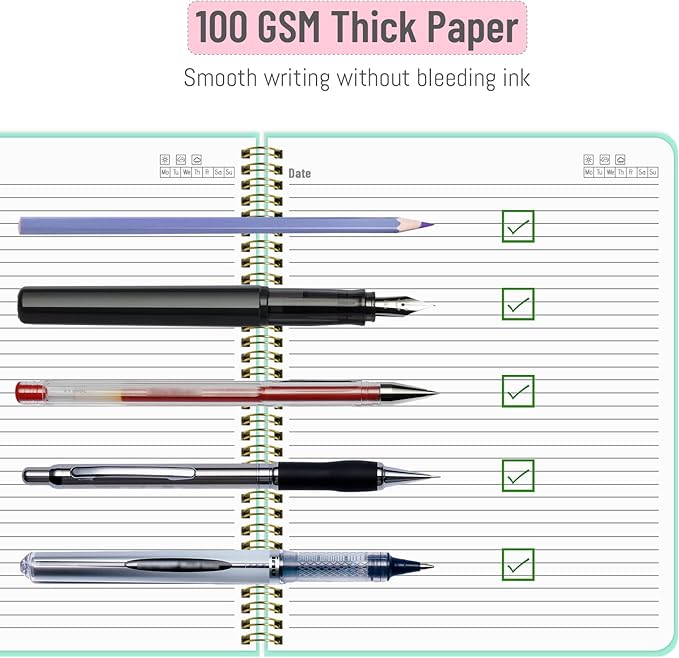 Spiral Notebook 8.5" x 11", A4 Lined Pink Hardcover College Ruled Notebook for Work, 120 Pages 100GSM Large Thick Spiral Writing Journal for Women & Men