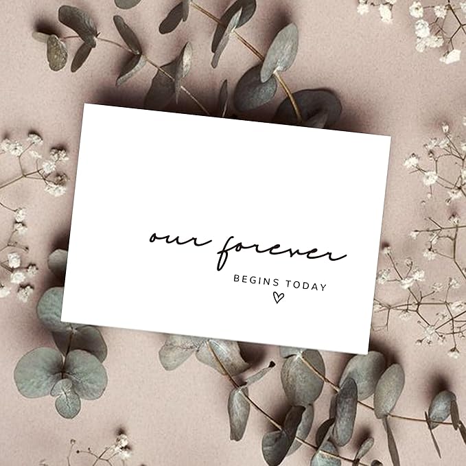 Set of 2 Funny Wedding Gift Cards, To My Groom Bride On Our Wedding Day Card, Wedding Day Vows Card for Our Forever Begins Today. (Our Forever)