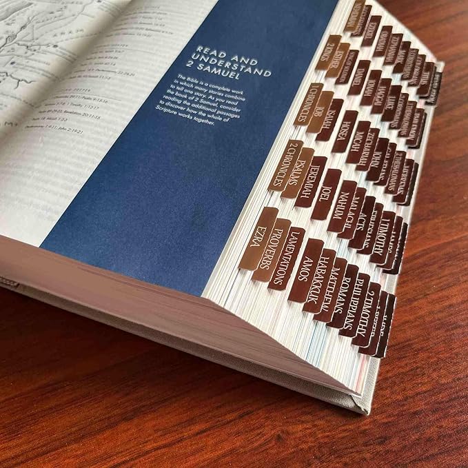 Thinkor Reposition Bible Tabs, Large Print Lanimated Stickers, Easy to Read and Apply Bible Tabs for Women and Man (Four Brown)