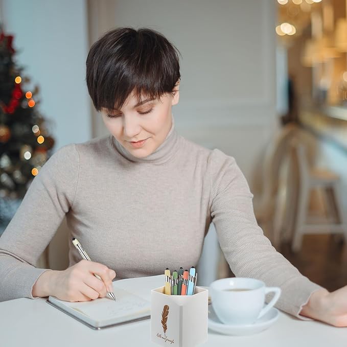 Zonon 38 Pieces Rubberized Ballpoint Pen with Stylus Tip Stylish Metal Pen Capactive Styli Pen with Soft Rubberized Grip, Black Ink Pen for Most Devices (Morandi Colors)