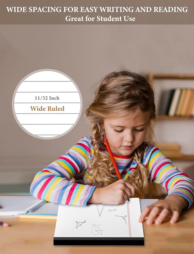 Note Pads 8.5 x 14 Wide Ruled, 4 Pack Legal Pads 8.5 x 14 White Paper Pads Lined Paper Tablets, Notebook Pads 8.5 x 14, White Lined Paper Pads 8.5x14 Writing Pad, 70 GSM Notebook Paper, 30 Sheets/Pad