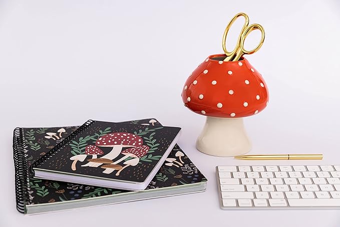 Steel Mill & Co Cute Large Spiral Notebook College Ruled, 11" x 9.5" with Durable Hardcover and 160 Lined Pages, Mushroom