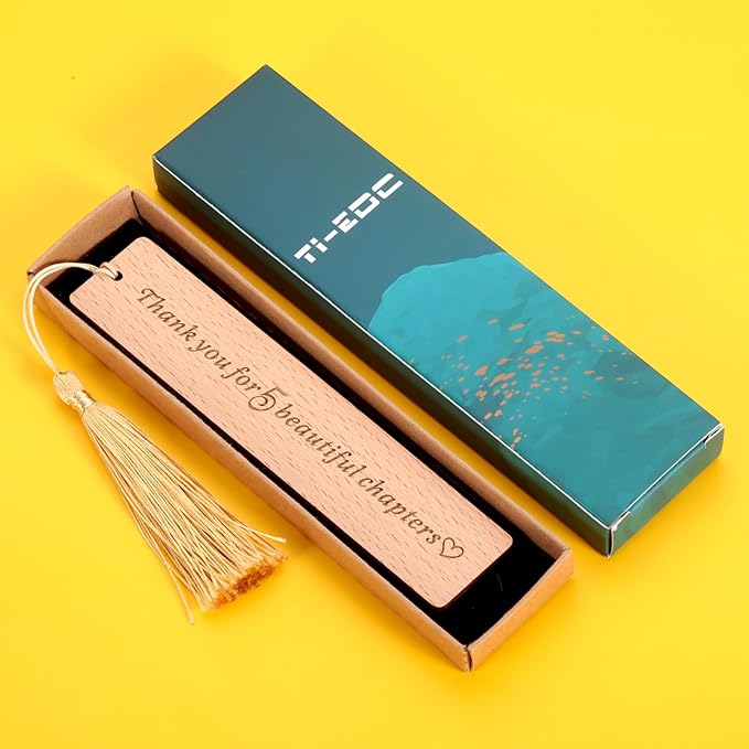 Wooden Bookmark 5 Year Anniversary Wedding Gifts for Women Men Him Her 5th Anniversary Gift for Husband Wife 5th Anniversary Valentines Gift, Christmas Gift Ideas, Thank You for 5 Beautiful Chapters