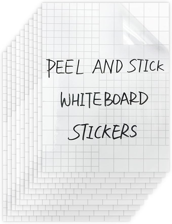 Clear Dry Erase Board Paper-Whiteboard for Fridge-Clear Contact Paper Sheets for Wall-Adhesive Dry Erase Board Sticker for Desk/Refrigerator/Office/Classroom/Wallpaper(8.27''X11.69''X10 Pcs)