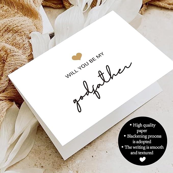 Will You Be My Godfather, God Father's Proposal Card Gifts with Envelope, Cute Gifts for Godather On Wedding Day.(Godfather B)
