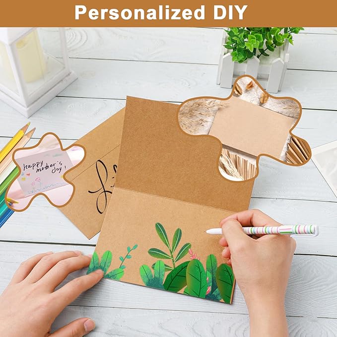 Brown Blank Thank You Cards and Envelopes 4.25 x 5.5 Heavyweight Folded Cardstock and Printable A2 Envelopes Self Seal 20 Packs for Graduation Invitations, Wedding, Greeting Cards, Birthday
