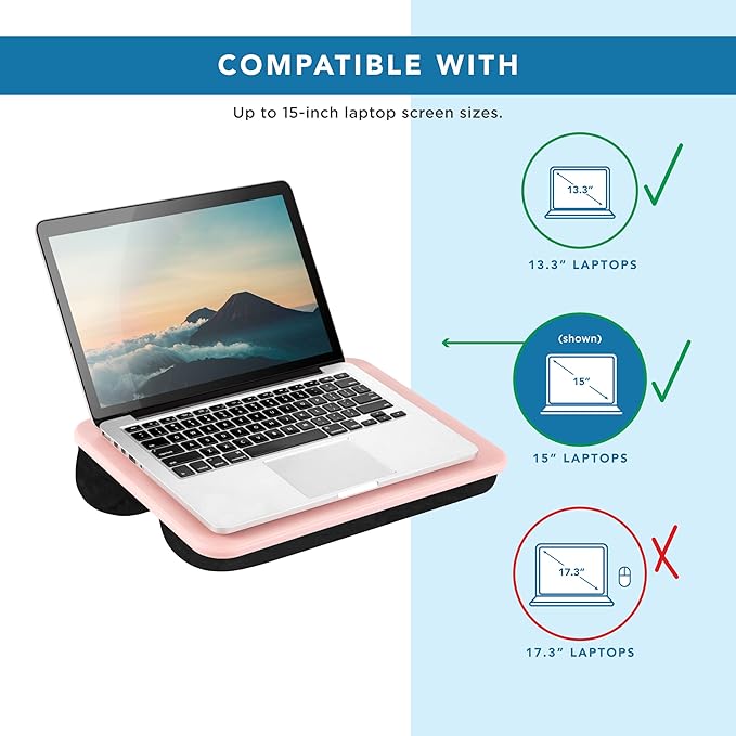 LAPGEAR Compact Lap Desk - Rose Quartz - Fits up to 15 Inch Laptops - Pack of 12 - Style No. 43004