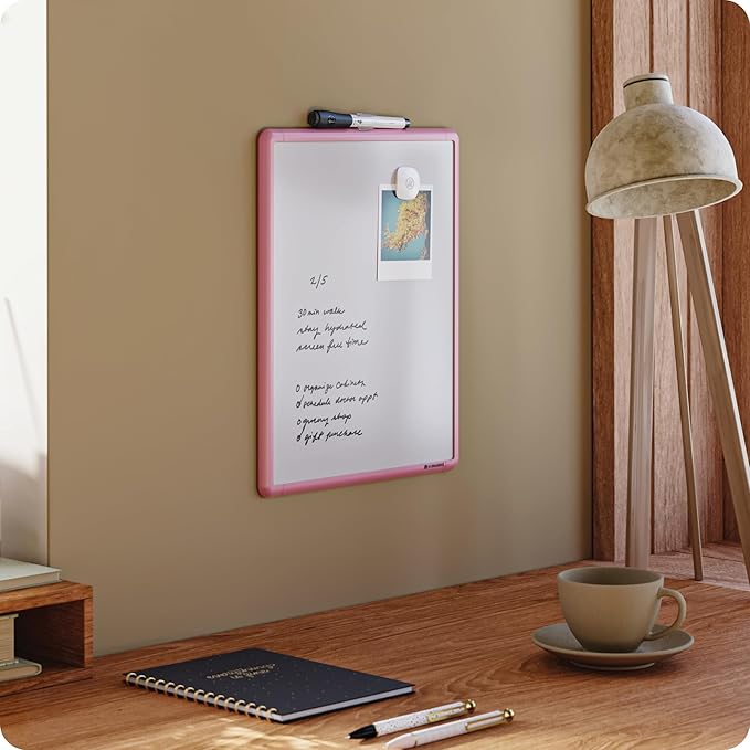 U Brands Contempo Magnetic Dry Erase Board, 11”x14”, Blush Pink Modern Frame, Includes Magnet and Marker