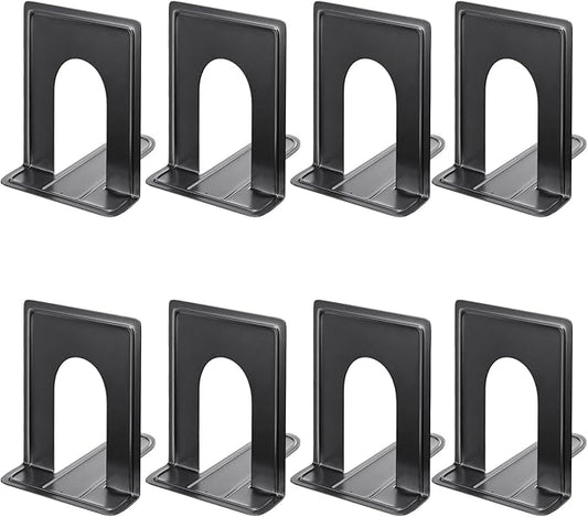 MaxGear 8.5 in Extra Large Heavy Duty Metal Book Ends, Classic Black Premium Bookends for Shelves, Non-Skid Bookend, Book Stopper for Books/Movies/CDs/Games, 8.5 x 5.9 x 7.8 in,4 Pairs