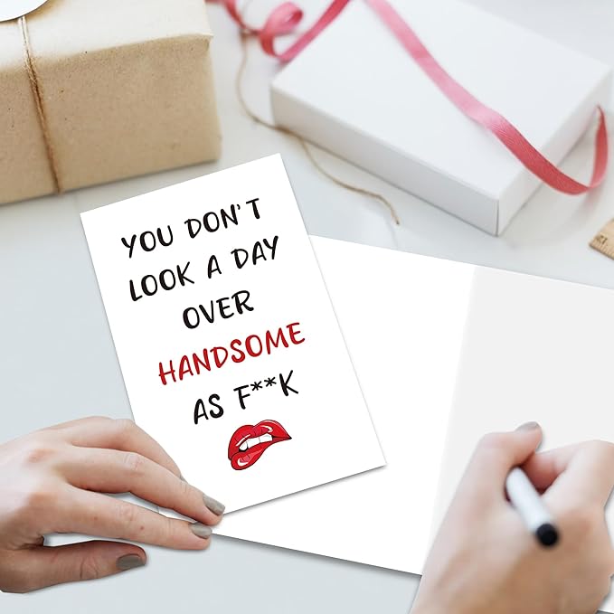 Funny Birthday Card for Boyfriend Husband Fiance, Happy Birthday Card for Men, Naughty Brithday Cards for Him, You Don't Look A Day Over Handsome...