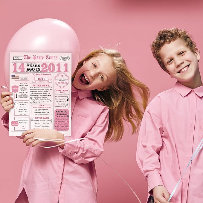 14th Birthday Decorations for Girls,14 Year Old Girl Birthday Gifts,14th Bday Card,14 Year Old Bday Gift Cards for Daughter Granddaughter Niece