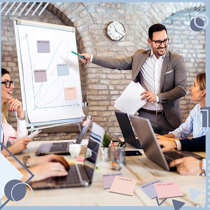 Yinder 24 Pcs Inspirational Sticky Notes with Lines Cute Motivational Sticky Notes Pad Employee Appreciation Gifts Bulk for Teacher Nurse Coworkers Office Supplies 3 x 3''(Aesthetics,Motivational)