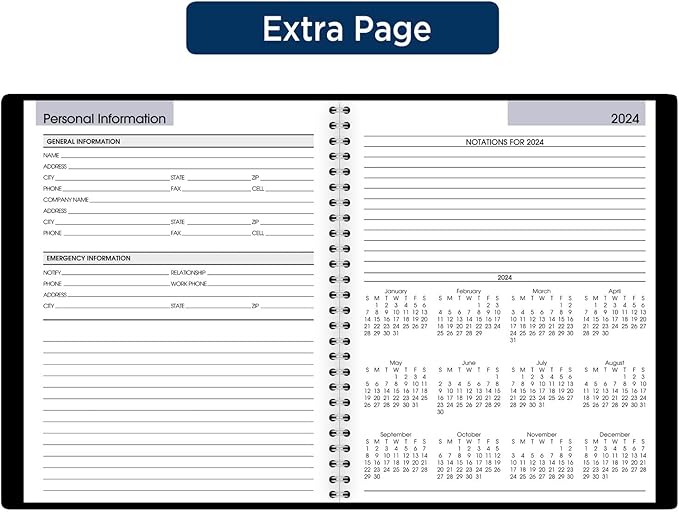 AT-A-GLANCE 2024 Weekly Planner, DayMinder, Block-Style, 7" x 8-3/4", Medium, Faux Leather, Black (G5350024)