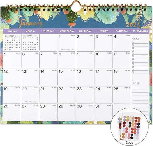 Lbylyhxc 2025-2026 Calendar - 18 Monthly Wall Calendar 2025-2026 from January 2025 to June 2026, 11 x 8.5 Inches.Thick Paper with Julian Dates and Block for New Year and Christmas Presents (2025-2026 wall calendar flower)