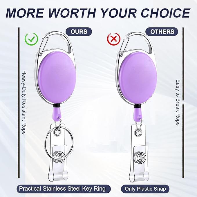 Honoson Heavy Duty Retractable Badge Reels Batch ID Badge Holder Retractable Clip Bulk Card Key Holder with Ring for Office Worker Employee, Doctor Nurse Gifts(Multicolor,50 Pcs)