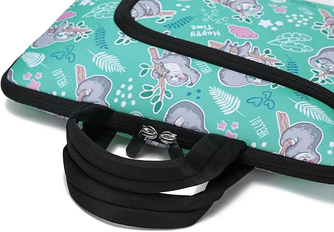 11.6 12 12.5 inch Laptop Sleeve Chromebook Case Ultrabook Case Notebook Sleeve Tablet Case Neoprene Handle Sleeve for Men Women, Two Pockets Fit Apple MacBook Air Samsung Acer HP DELL (Sloth)