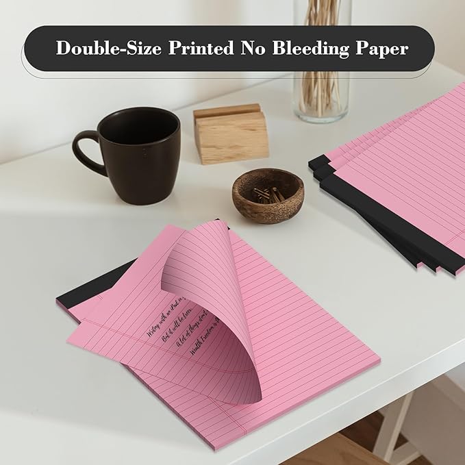 Colored Legal Pads 8.5x11 Legal Pads 2 Pack Wide Ruled Notepads Colored Note Pads 8.5x11 Perforated Legal Notepads 21LB Legal Pad 30 Sheets Writing Pads for School, College, Office (Pink/Blue)